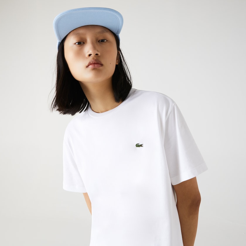 Camiseta Lacoste Crew Neck Premium Cotton Mujer Blancos | PT7-30483Z4