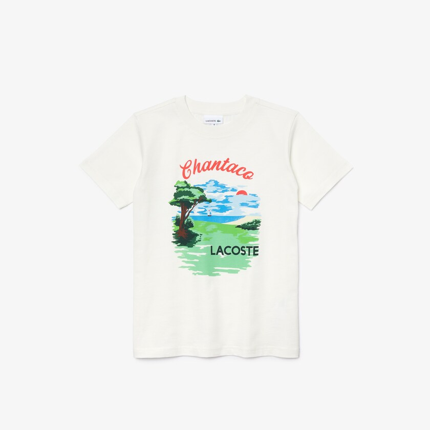 Camiseta Lacoste Niños Blancos Crewneck Chantaco-Print Cotton HZ7-37173I8