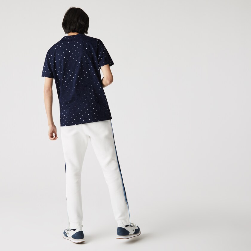 Camiseta Lacoste Crewneck Polka Dotted Cotton Hombre Azul Marino Azules | XZ1-50155R5
