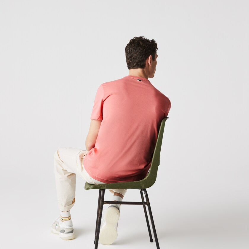 Camiseta Lacoste Crocodile-Embroidery Cotton Hombre Rosas | VN6-99439Z2