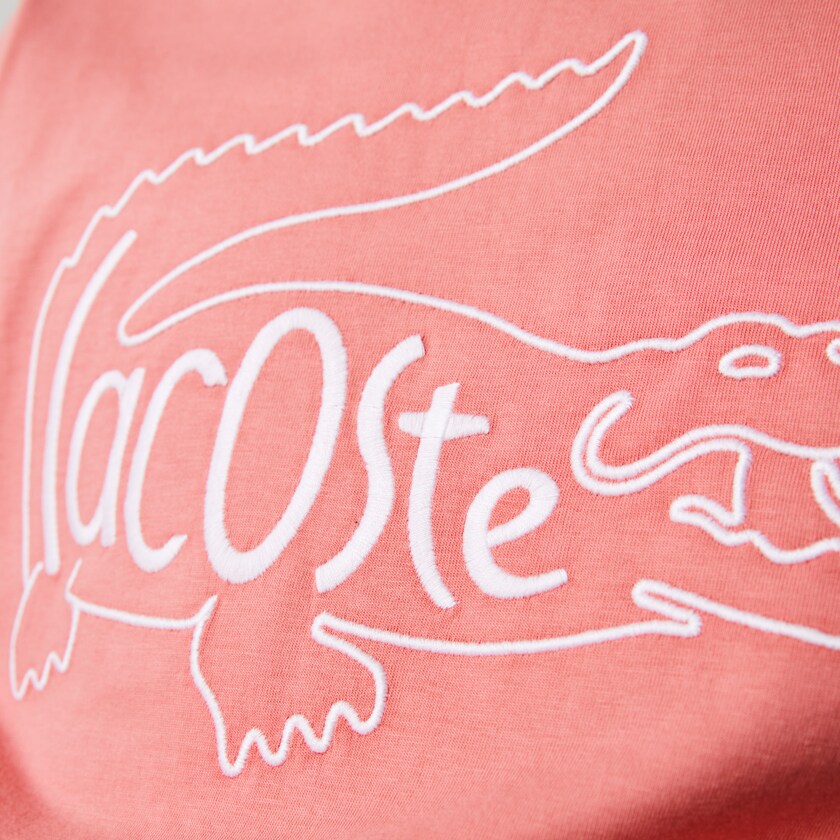 Camiseta Lacoste Crocodile-Embroidery Cotton Hombre Rosas | VN6-99439Z2