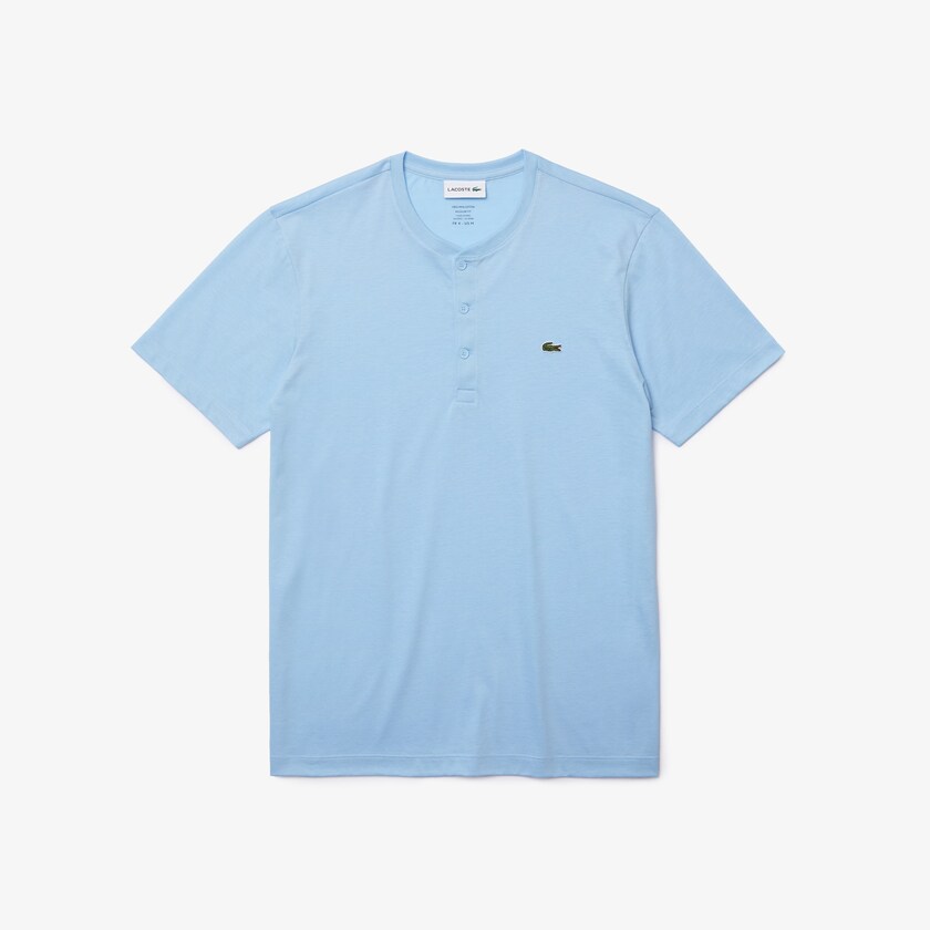 Camiseta Lacoste Hombre Azules Henley Neck Pima Cotton Jersey RM1-52685S1