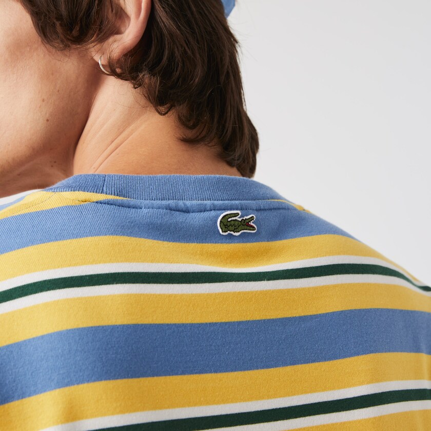 Camiseta Lacoste Heritage Relaxed Striped Cotton Hombre Azules Amarillos Blancos Verdes | JF6-94529E5