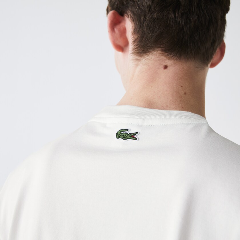 Camiseta Lacoste Heritage Stripe Cotton Hombre Blancos | QE5-50165E7