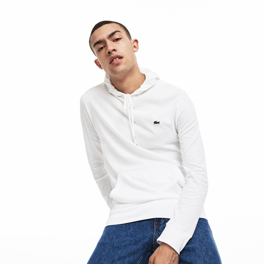 Camiseta Lacoste Hooded Cotton Hombre Blancos | NH5-39523E7