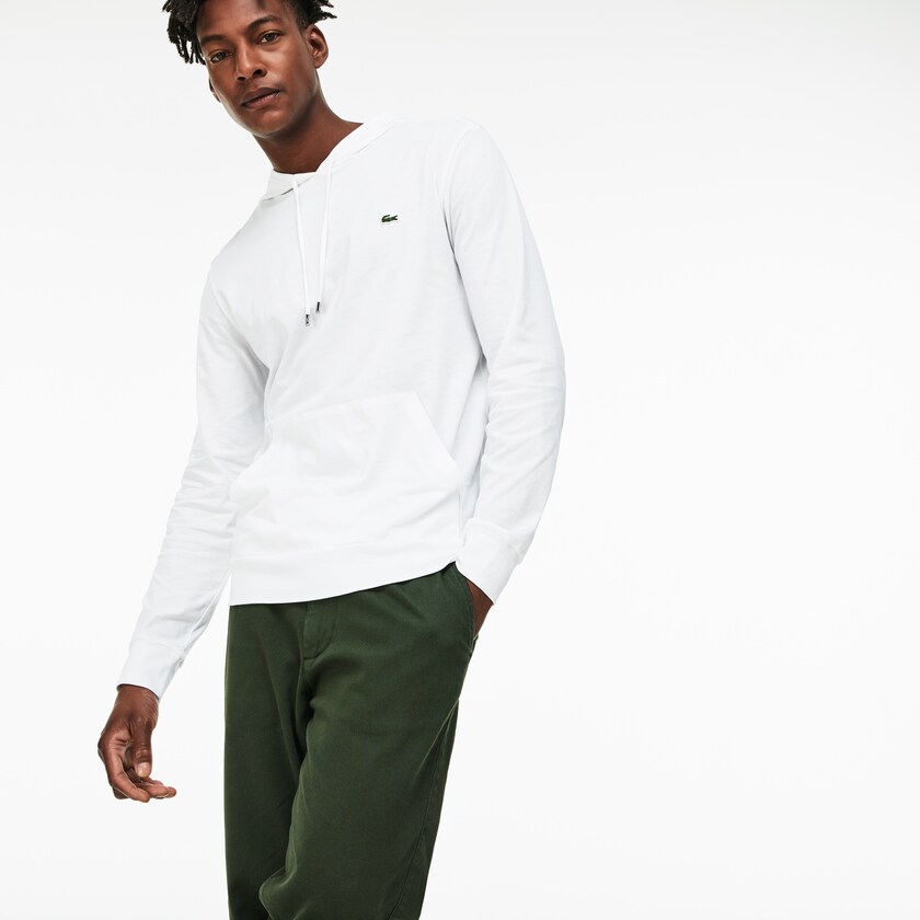 Camiseta Lacoste Hooded Cotton Hombre Blancos | NH5-39523E7