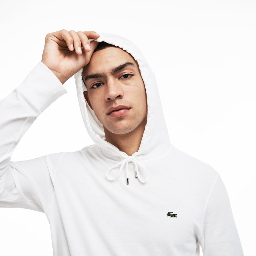 Camiseta Lacoste Hooded Cotton Hombre Blancos | NH5-39523E7