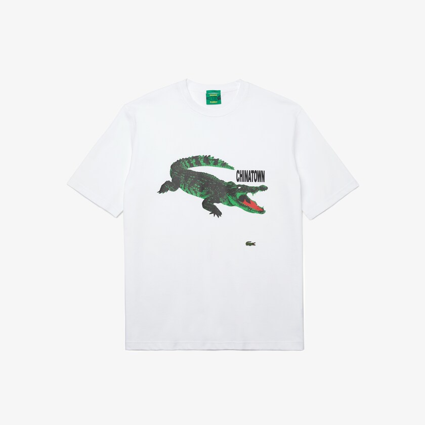 Camiseta Lacoste LIVE Chinatown Market Collaboration Cotton Mujer Blancos | DV0-19751D3