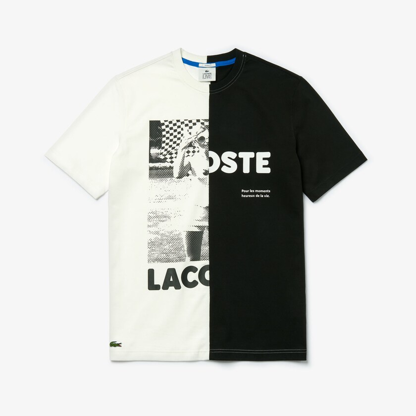 Camiseta Lacoste LIVE Graphic Print Cotton Mujer Blancos Negros | LF0-96729U2