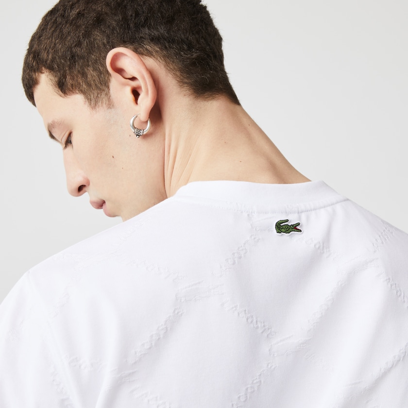 Camiseta Lacoste Hombre Blancos LIVE Monogram Printed UF3-99119P8