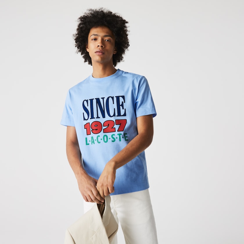 Camiseta Lacoste LIVE Printed Cotton Mujer Azules | TI2-92029X2