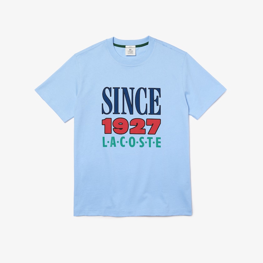 Camiseta Lacoste LIVE Printed Cotton Mujer Azules | TI2-92029X2