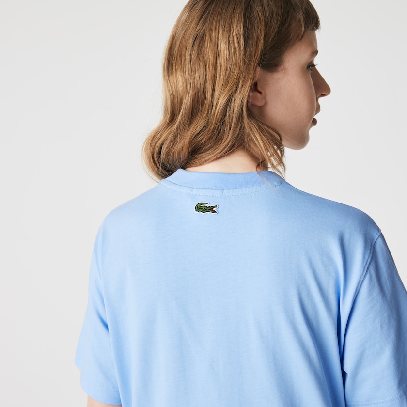 Camiseta Lacoste LIVE Printed Cotton Mujer Azules | TI2-92029X2