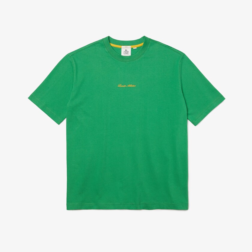 Camiseta Lacoste LIVE Relaxed Fit Embroidered Cotton Mujer Verdes | HQ9-31993J1