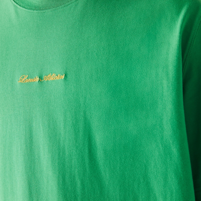 Camiseta Lacoste LIVE Relaxed Fit Embroidered Cotton Mujer Verdes | HQ9-31993J1