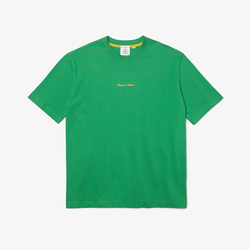 Camiseta Lacoste Hombre Verdes LIVE Relaxed Fit Embroidered Cotton KO0-52155P2