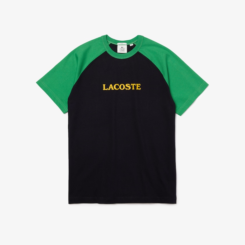 Camiseta Lacoste LIVE Two-Tone Cotton Hombre Azul Marino Azules Verdes | MG4-44324P4