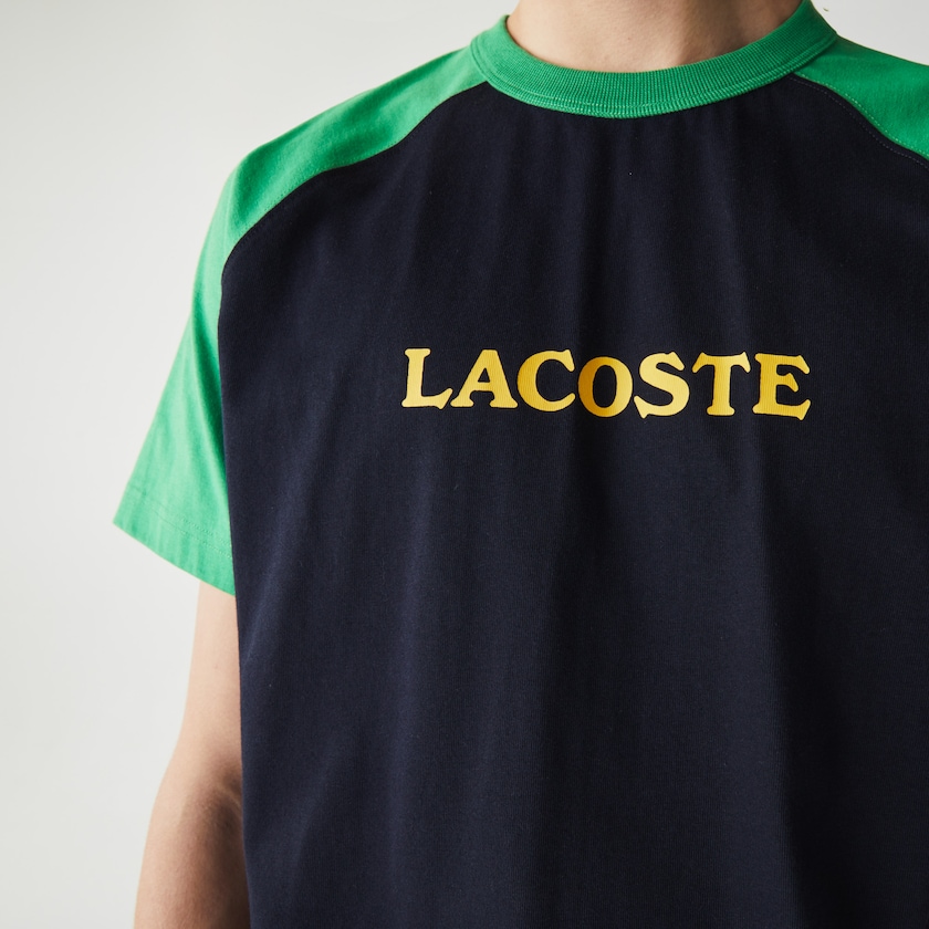 Camiseta Lacoste LIVE Two-Tone Cotton Mujer Azul Marino Azules Verdes | LX0-37433S1