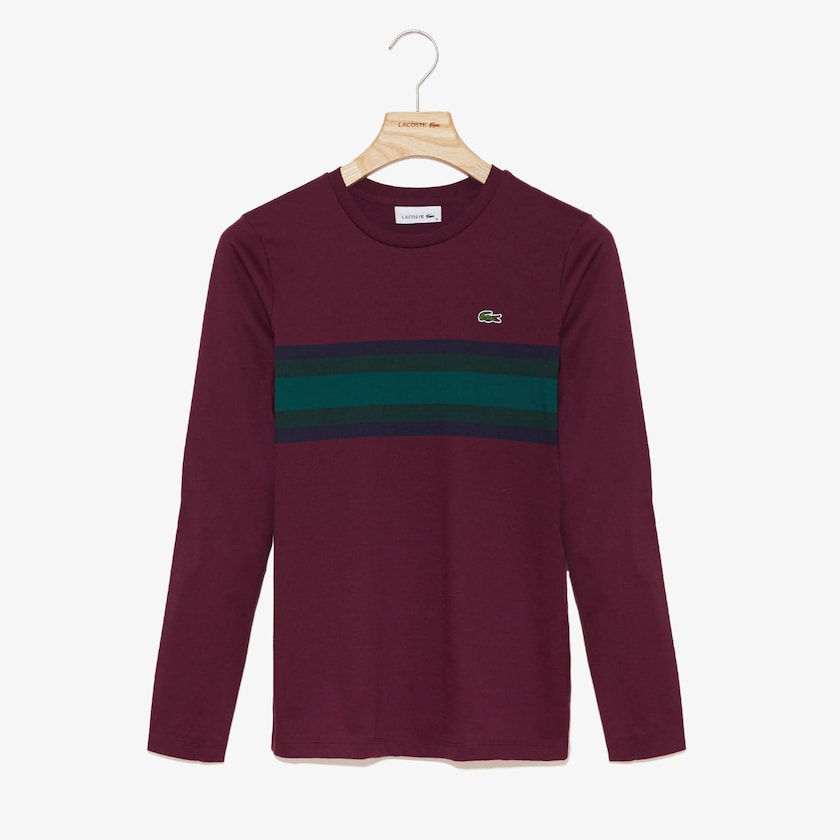 Camiseta Lacoste Long Sleeve Multicolor Stripe Mujer Rojos Oscuro Azul Marino Azules Verdes | PF6-20752G8