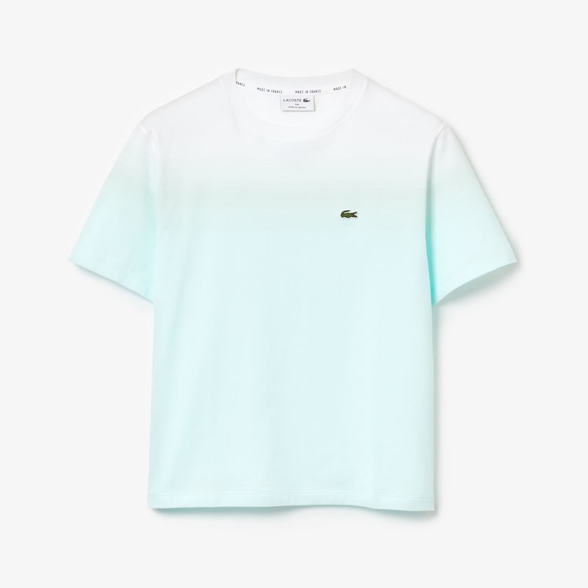 Camiseta Lacoste Made in France Crew Neck Organic Cotton Mujer Turquesa Verdes Claro Blancos | ZH0-85708H4