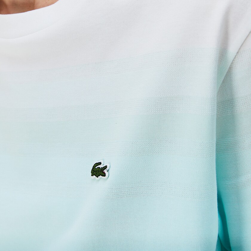 Camiseta Lacoste Made in France Crew Neck Organic Cotton Mujer Turquesa Verdes Claro Blancos | ZH0-85708H4