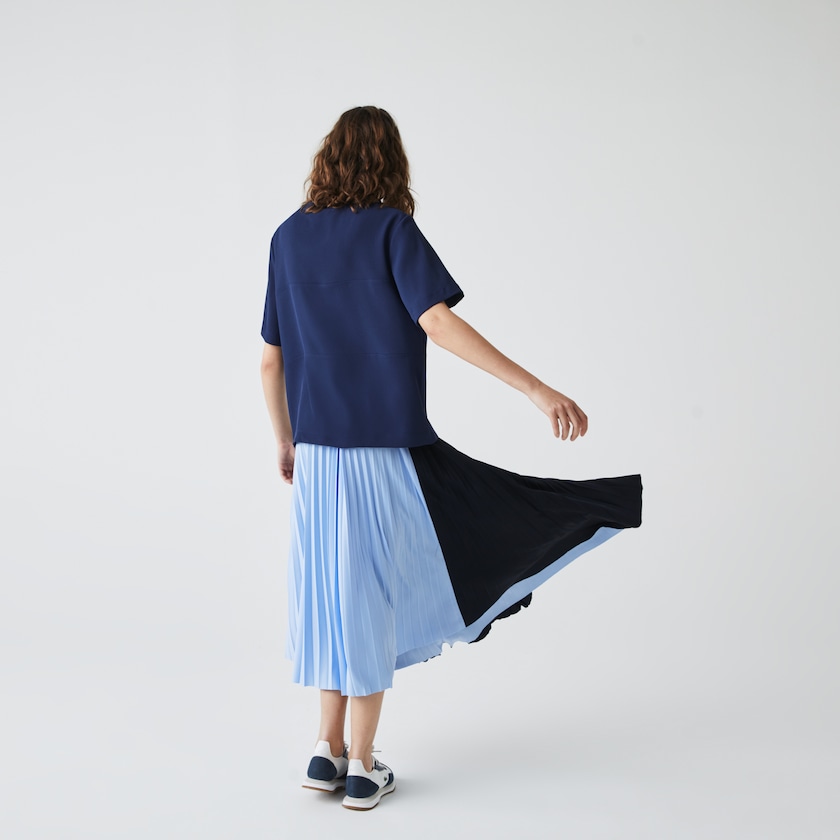 Camiseta Lacoste Paneled Crewneck Mujer Azules | KA9-07920N6