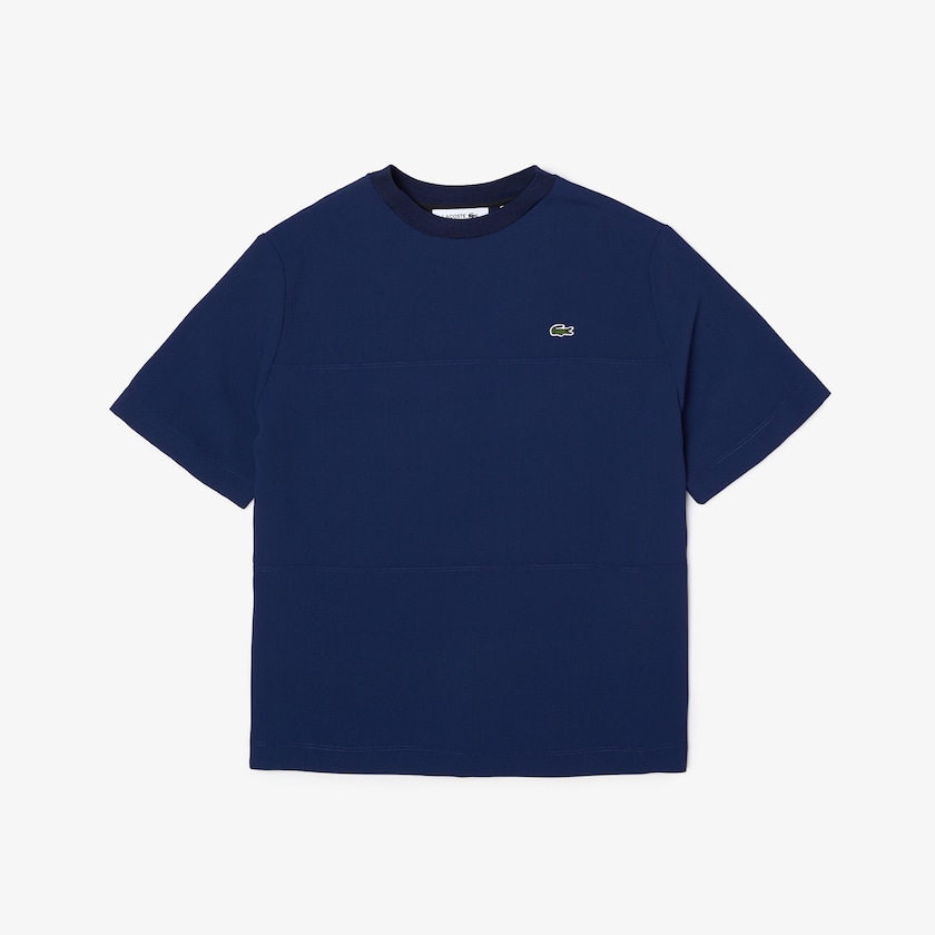 Camiseta Lacoste Paneled Crewneck Mujer Azules | KA9-07920N6