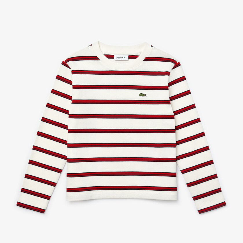 Camiseta Lacoste Niños Blancos Rojos Azul Marino Azules Print Thick Cotton Nautical Top AX4-28712Q2