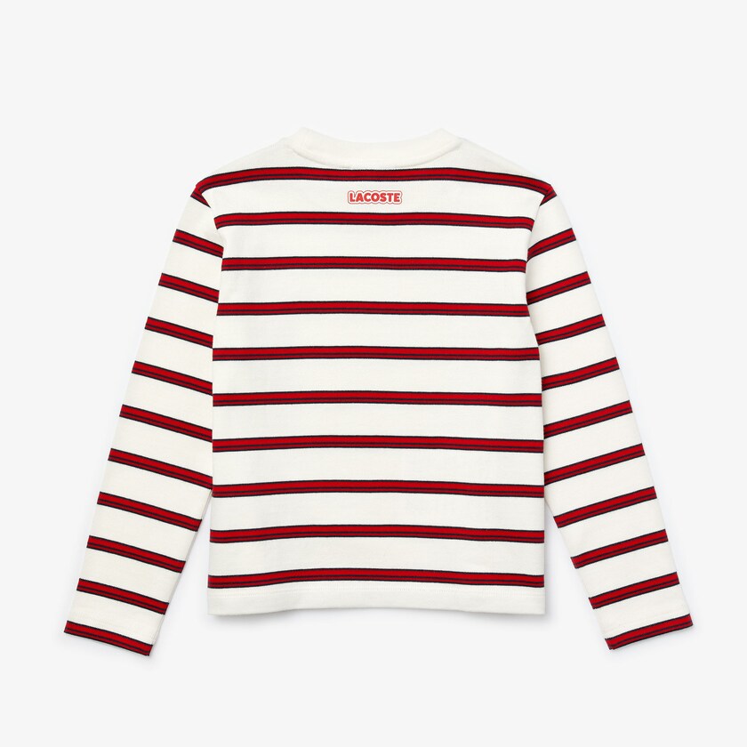 Camiseta Lacoste Niños Blancos Rojos Azul Marino Azules Print Thick Cotton Nautical Top AX4-28712Q2