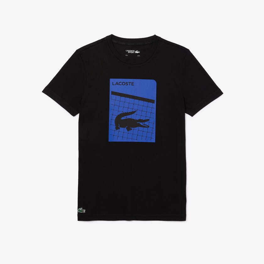 Camiseta Lacoste SPORT 3D Print Breathable Hombre Negros | ZA9-90549F5