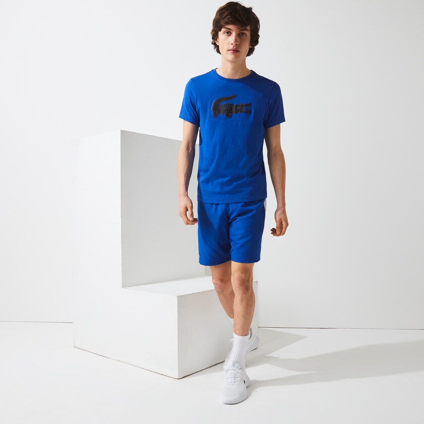 Camiseta Lacoste SPORT 3D Print Crocodile Breathable Jersey Hombre Azules Negros | JQ0-67416T9