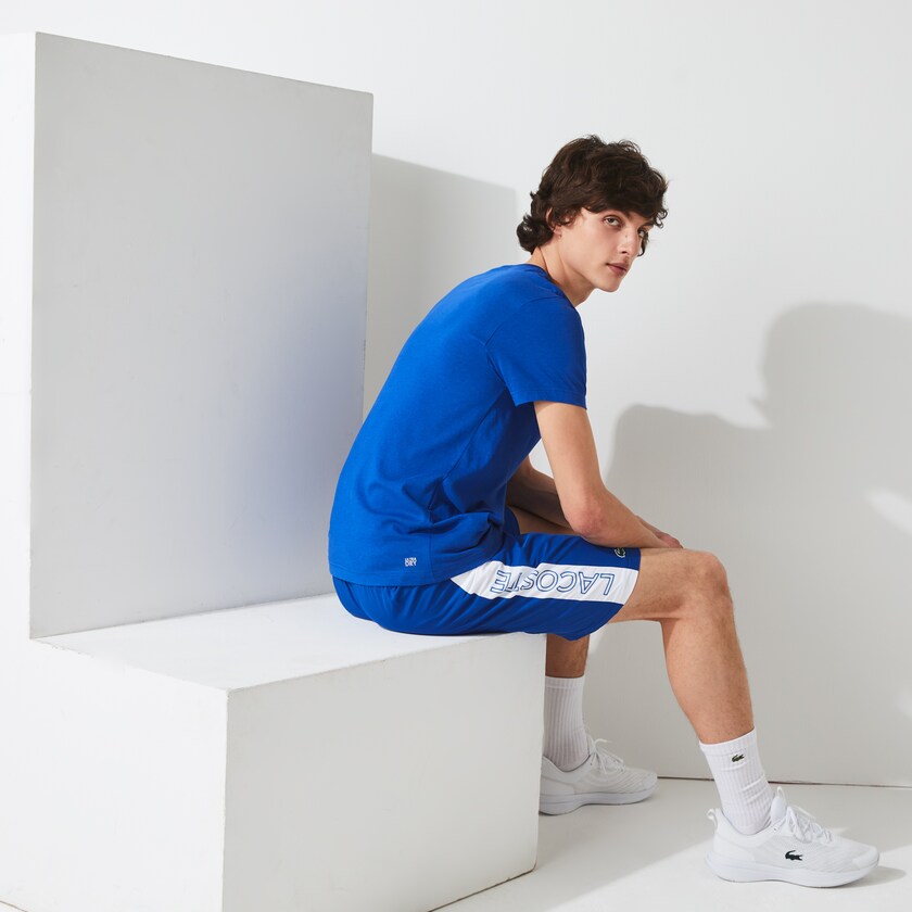 Camiseta Lacoste SPORT 3D Print Crocodile Breathable Jersey Hombre Azules Negros | JQ0-67416T9