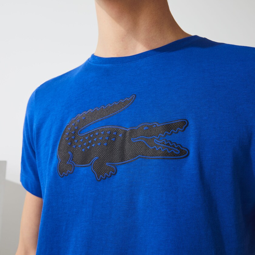Camiseta Lacoste SPORT 3D Print Crocodile Breathable Jersey Hombre Azules Negros | JQ0-67416T9