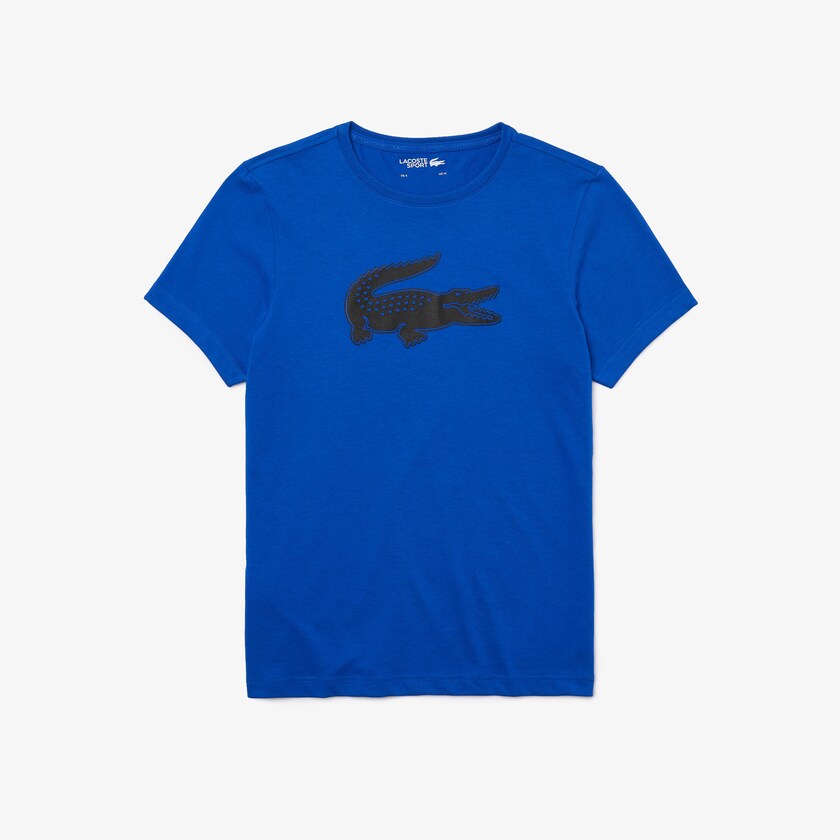 Camiseta Lacoste SPORT 3D Print Crocodile Breathable Jersey Hombre Azules Negros | JQ0-67416T9
