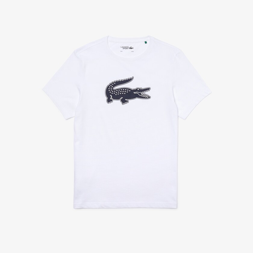 Camiseta Lacoste SPORT 3D Print Crocodile Breathable Jersey Hombre Blancos Azul Marino Azules | VK1-61206I7