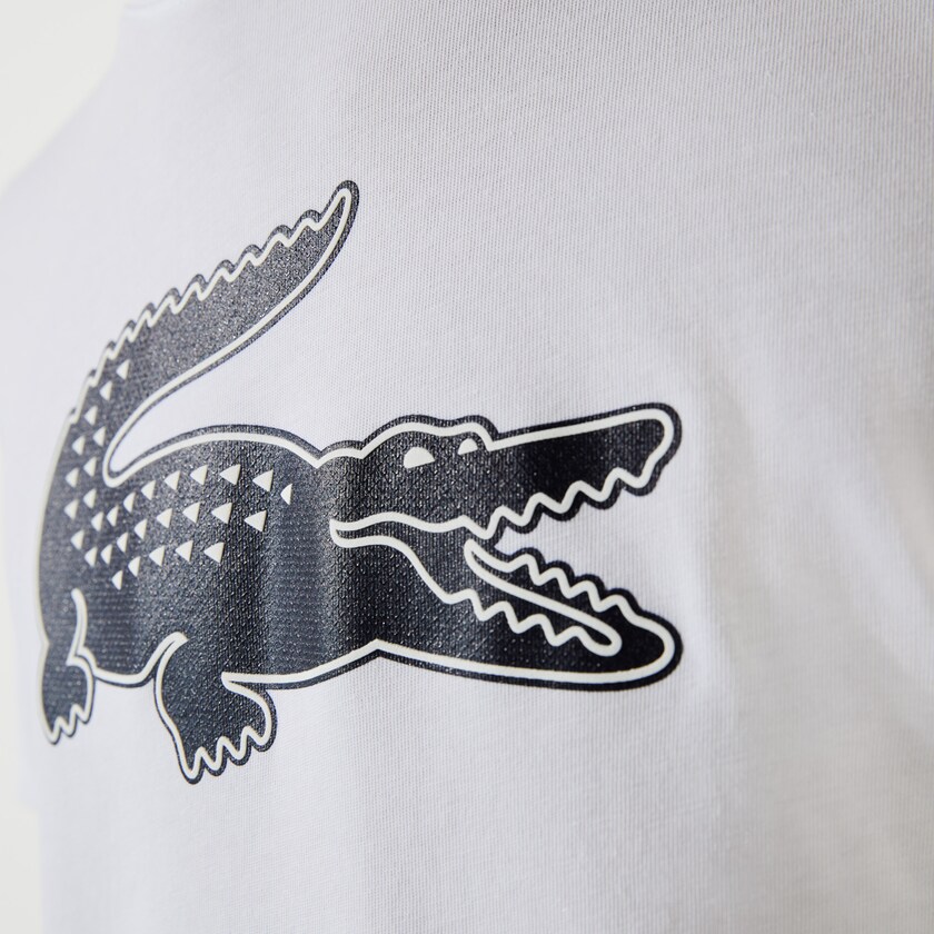 Camiseta Lacoste SPORT 3D Print Crocodile Breathable Jersey Hombre Blancos Azul Marino Azules | VK1-61206I7