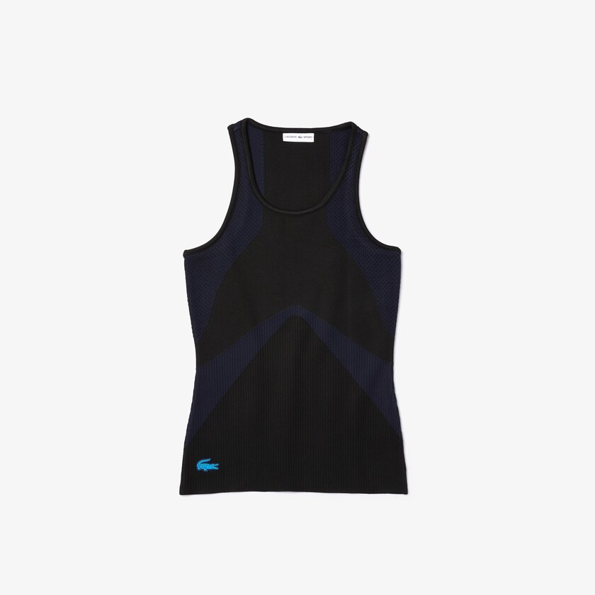 Camiseta Lacoste SPORT Ergonomic Knit Tank Top Mujer Negros Azul Marino Azules | HE6-03390O6