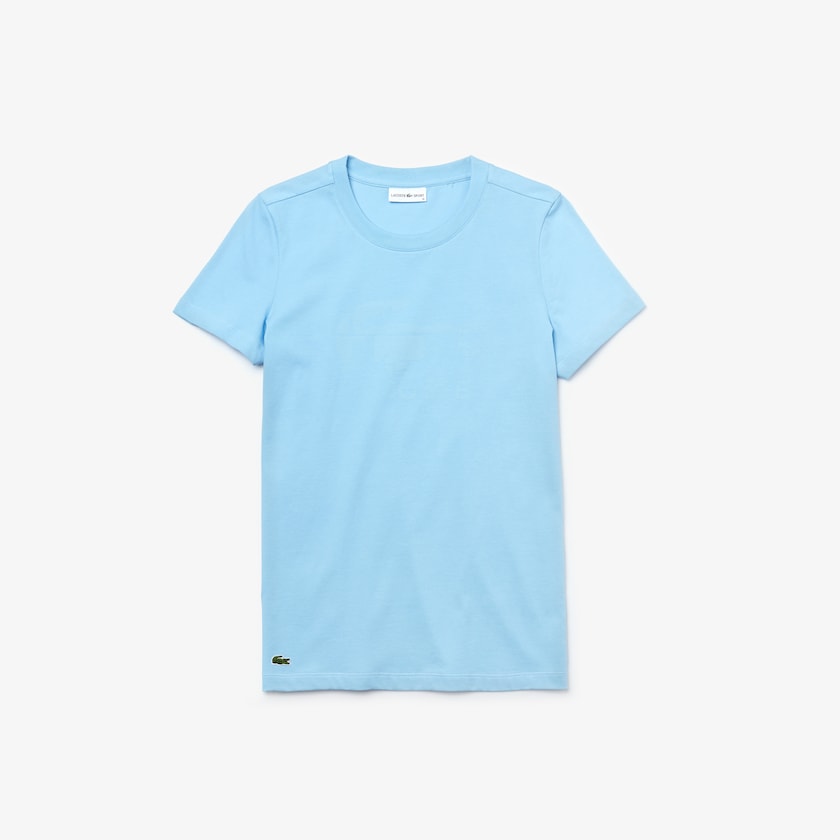 Camiseta Lacoste SPORT Logo Print Organic Cotton Tennis Mujer Azules | RX2-10581C3
