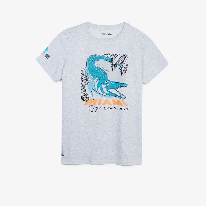 Camiseta Lacoste SPORT Miami Open Crocodile Print Mujer Grises | WR6-35713M3