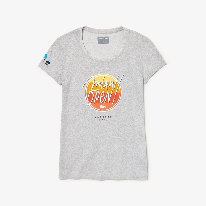 Camiseta Lacoste SPORT Miami Open Edition Mujer Grises | SV0-71697F5