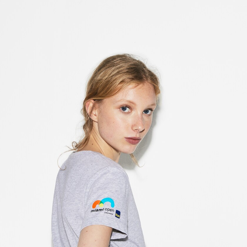 Camiseta Lacoste SPORT Miami Open Edition Mujer Grises | SV0-71697F5