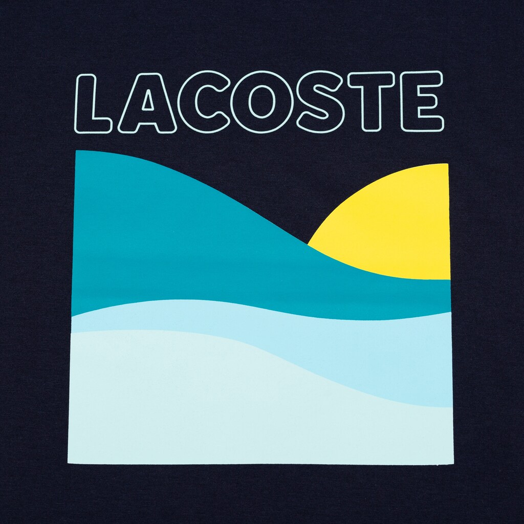 Camiseta Lacoste SPORT Printed Tennis Mujer Azul Marino Azules Blancos | WK6-83078J5