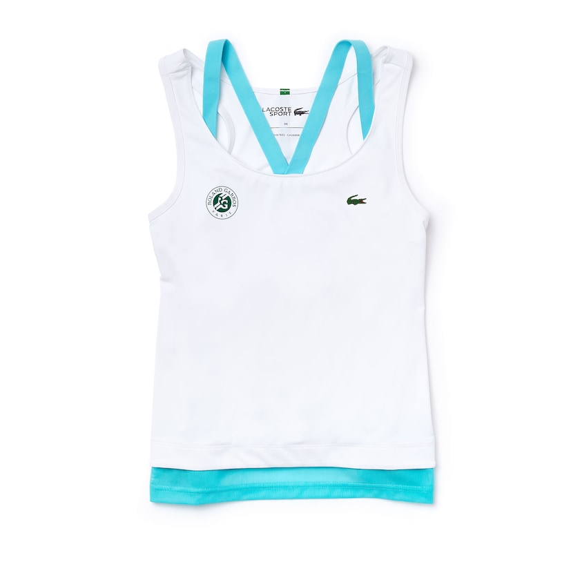 Camiseta Lacoste SPORT Roland Garros Performance Tank Top Mujer Blancos Turquesa Verdes | EX1-62156B9