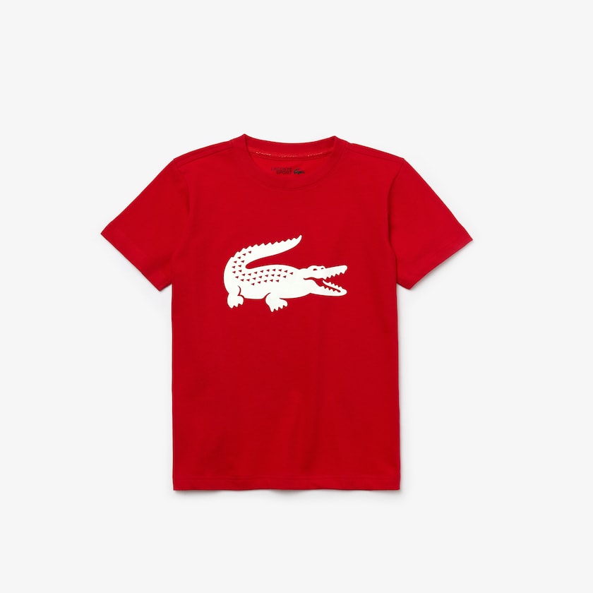 Camiseta Lacoste Niños Rojos Blancos SPORT Tennis Technical Jersey Oversized Croc AO4-26062E4