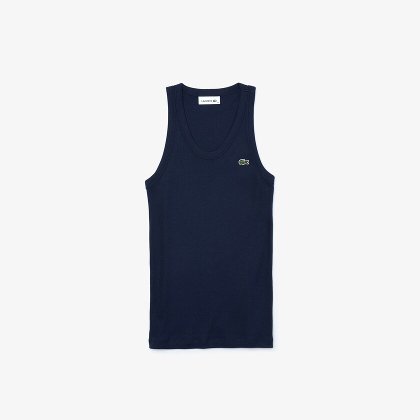 Camiseta Lacoste Sleeveless Scoopneck Top Mujer Azul Marino Azules | YJ3-34233O5