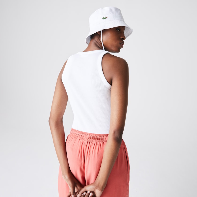 Camiseta Lacoste Sleeveless Scoopneck Top Mujer Blancos | SP4-89658L4