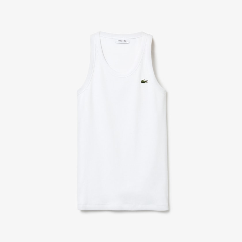 Camiseta Lacoste Sleeveless Scoopneck Top Mujer Blancos | SP4-89658L4