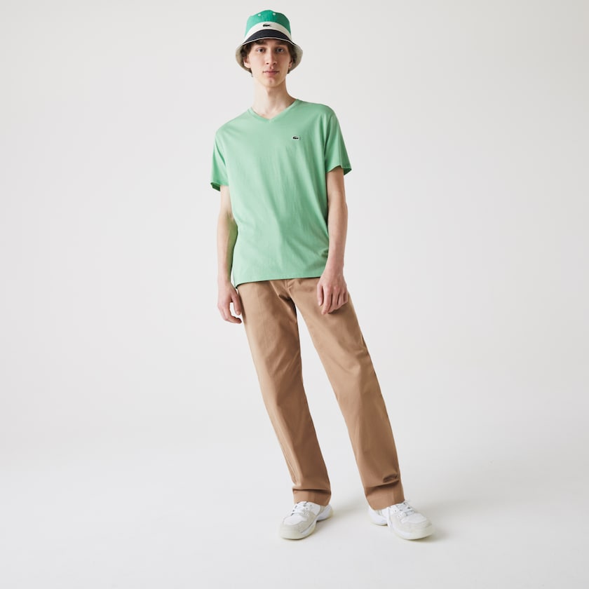 Camiseta Lacoste Hombre Verdes V-neck Pima Cotton Jersey KH6-99749Z5