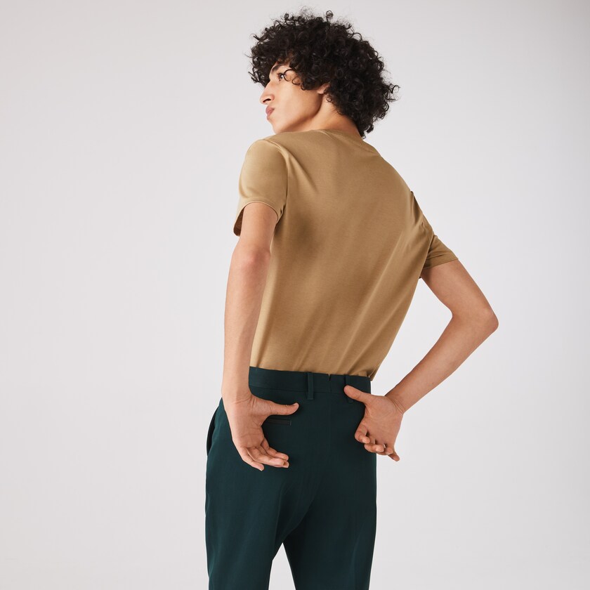 Camiseta Lacoste V-neck Pima Cotton Jersey Hombre Beige | UY1-80788Q4