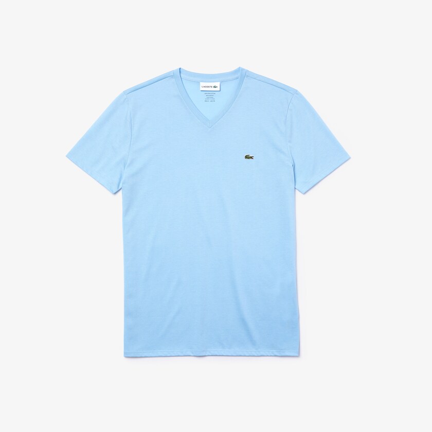 Camiseta Lacoste V-neck Pima Cotton Jersey Hombre Azules | WK3-63676N5